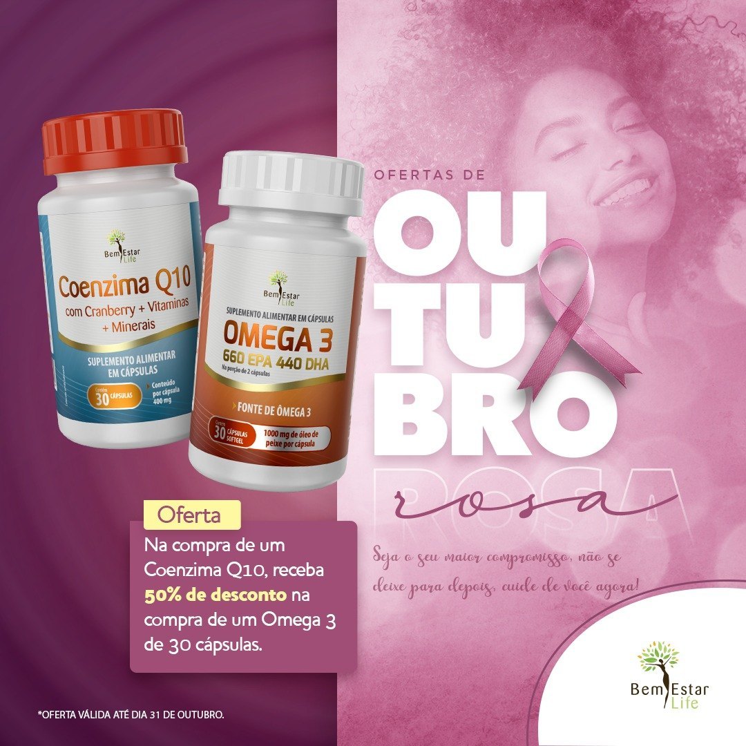 NA COMPRA COENZIMA Q10 - GANHA 50% DSCTO OMEGA 3 COM 30 CAPSULAS