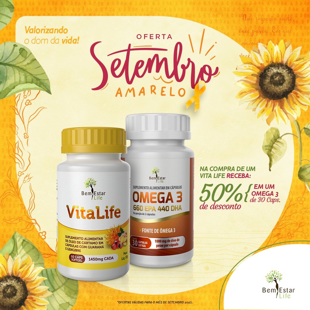 VITALIFE *oleo de cartamo, gengibre e guarana* + 50% DESCONTO OMEGA 3 660/440 COM 30 CAPSULAS