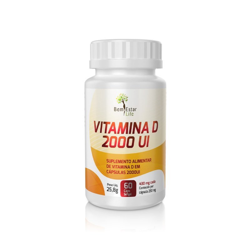 Vitamina D 3  - 2000 UI - 60 Cápsulas Bem Estar Life